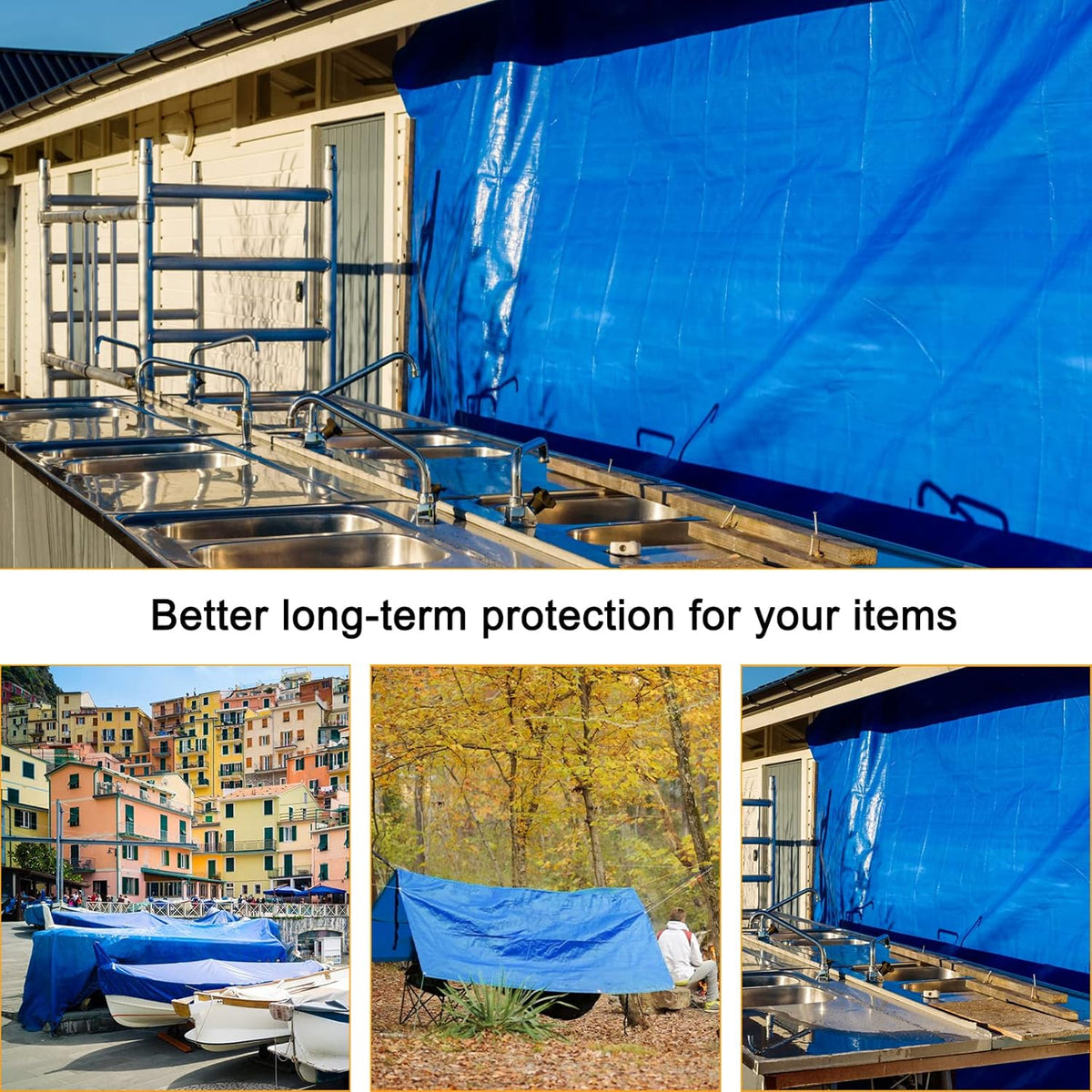 Blue 20x30 Heavy Duty Waterproof Poly Tarp with Metal Grommets Q5334