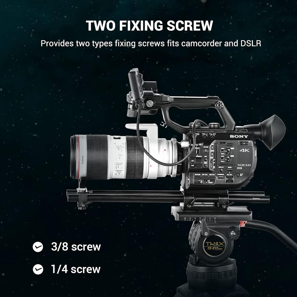 Camera Tripod Mounting Baseplate with 15mm Rod Clamp Rail Block O128472