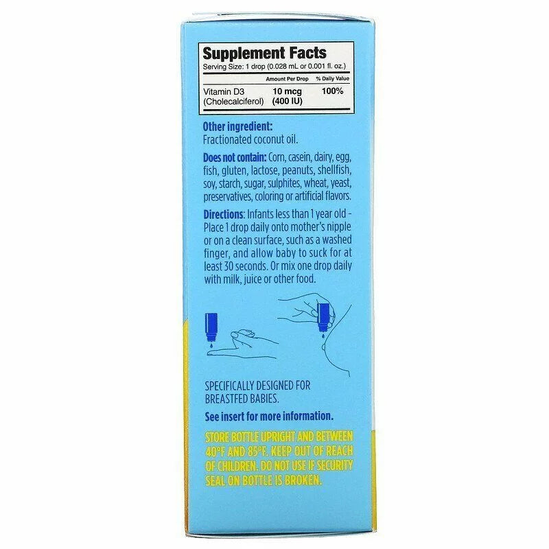 Baby Liquid Vitamin D3 400 IU 2.5 oz (90 drops) Pack of 2 K22769