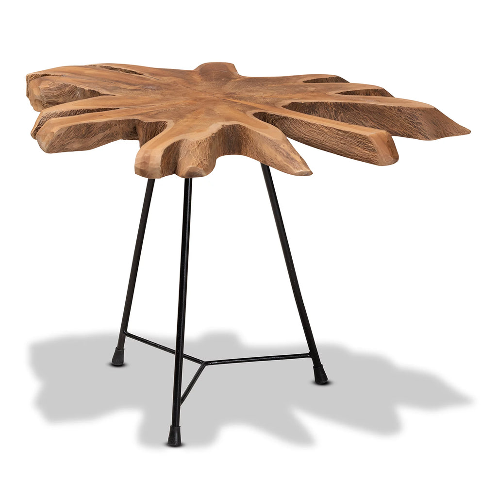 Brown Teak Root End Table Q242