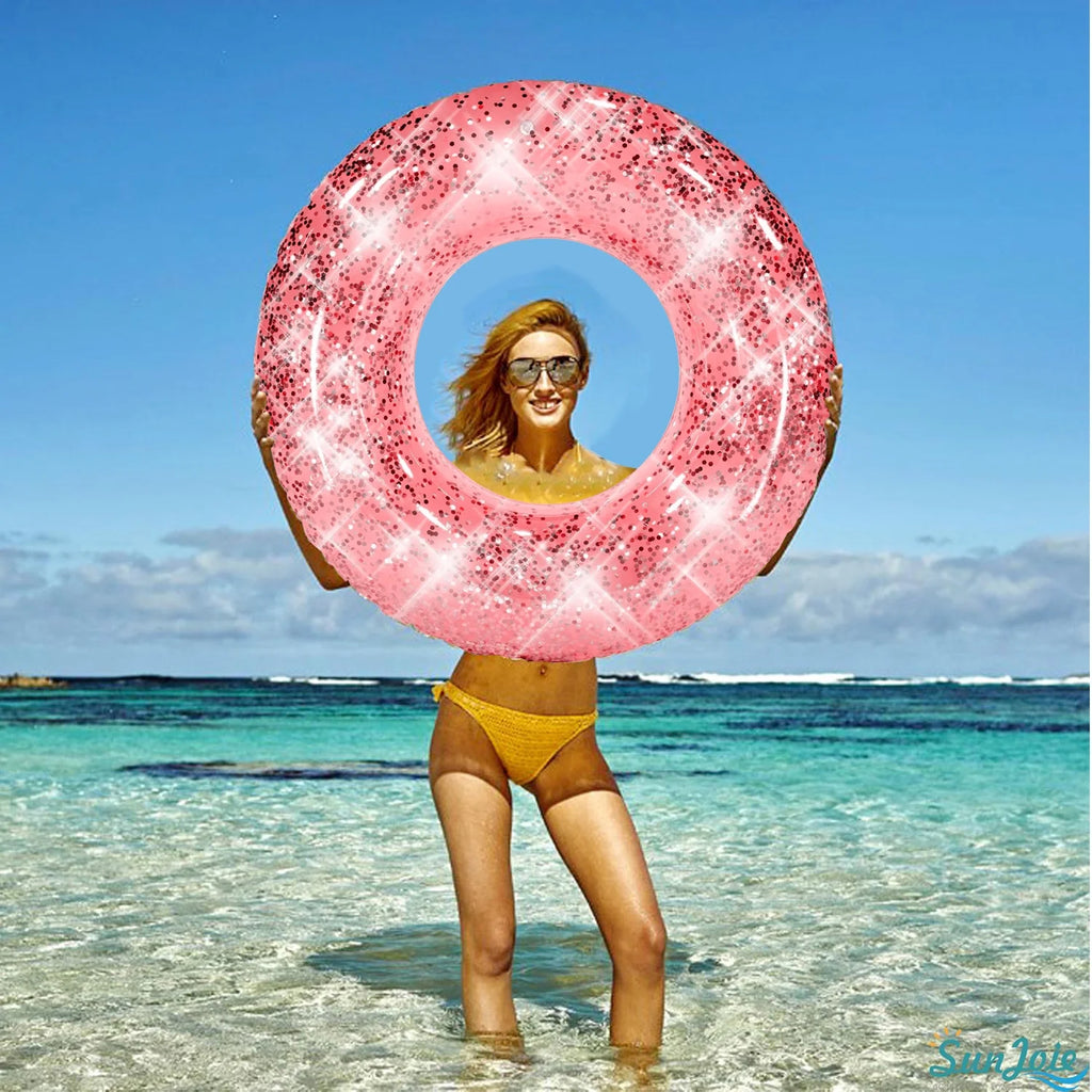 Transparent Glitter Inflatable Swimming Pool Float Ring Z243