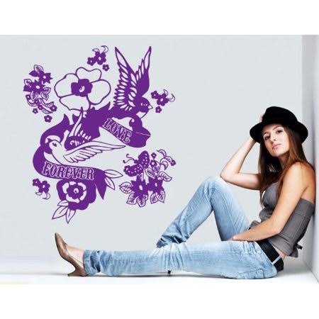 Dark Green Floral Wall Decal T9721