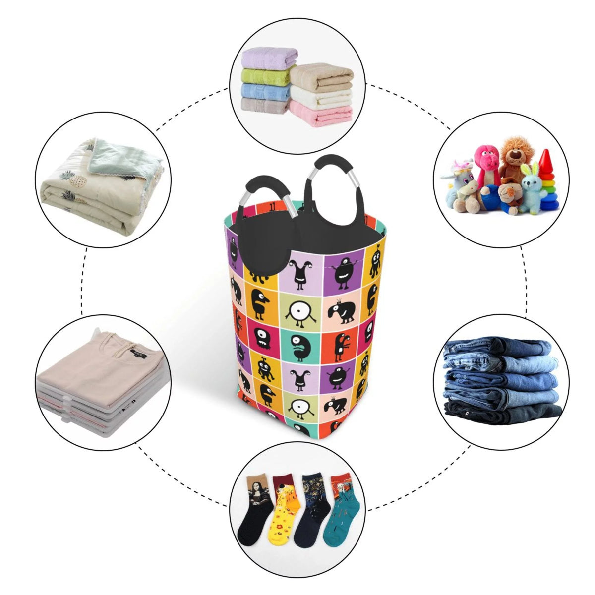 50L Rectangular Laundry Hamper with Aluminum Handles U5860
