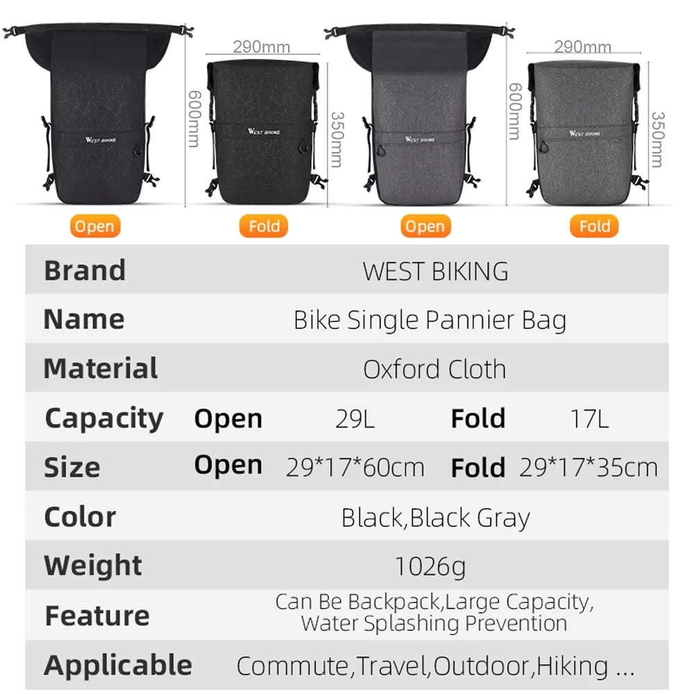 Oxford Cloth Expandable Bike Rear Seats Bag Q7359