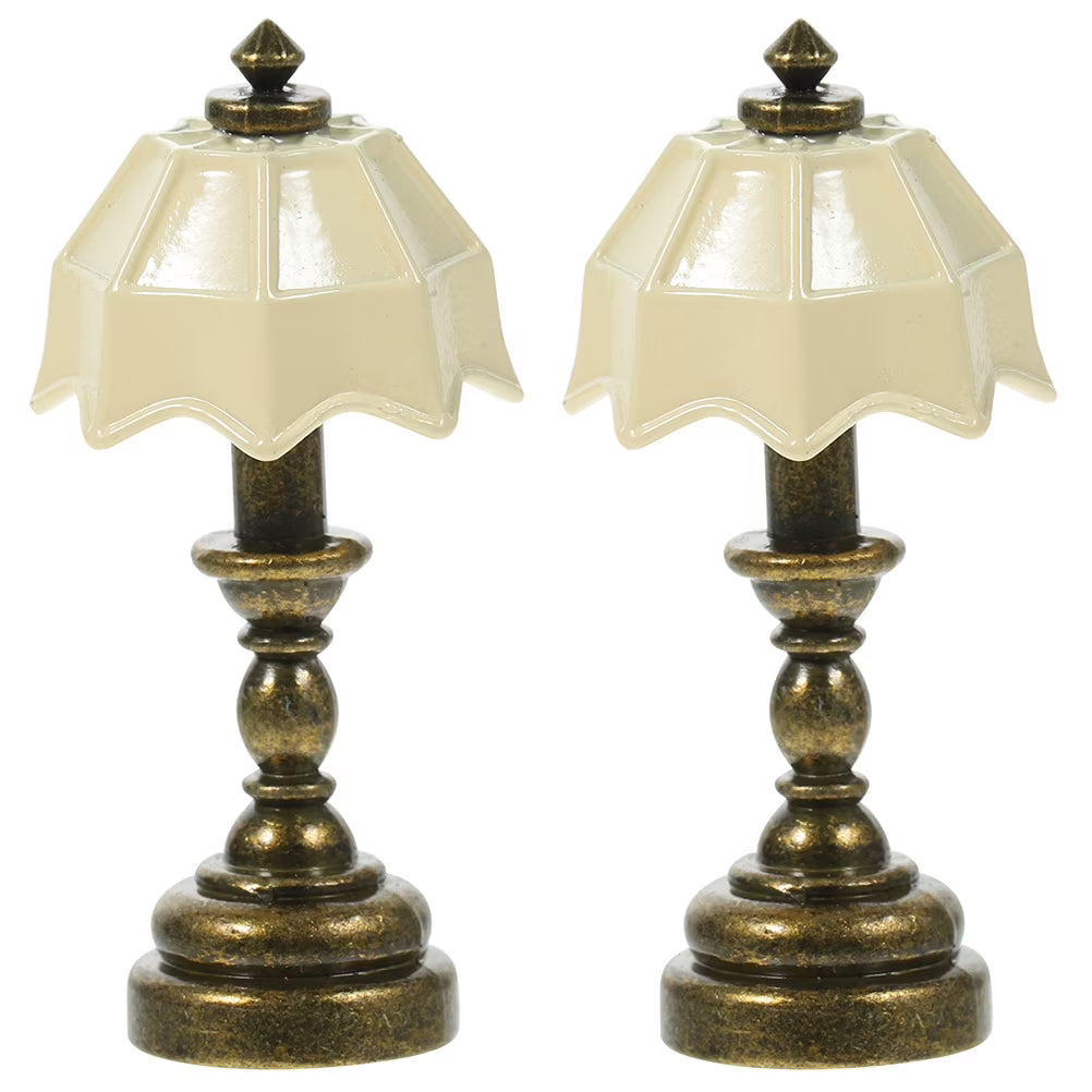 White Metal Dollhouse Desk Lamp 2 Pcs Z96150