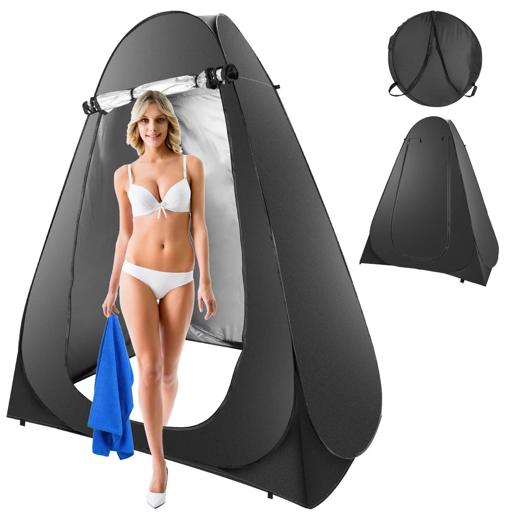Pop up Privacy Tent 59x59x74.8in Portable Camping Shelter with Carry Bag Black L531