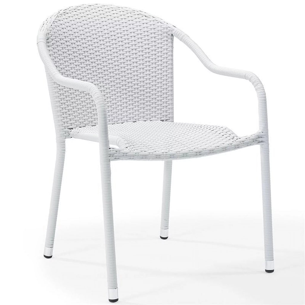 White Wicker Stackable Chair Set of 4 Y1153