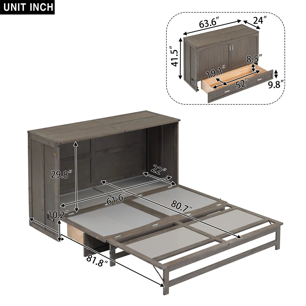 Queen Size Murphy Bed F5266