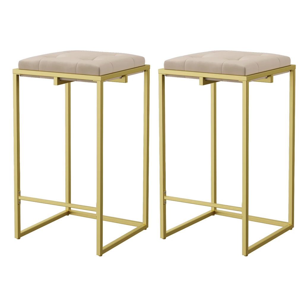 Velvet Tufted Bar Stool Set of 2 J722795