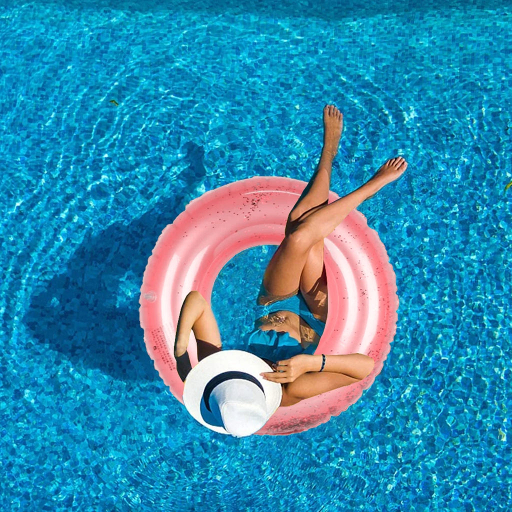 Transparent Glitter Inflatable Swimming Pool Float Ring Z243