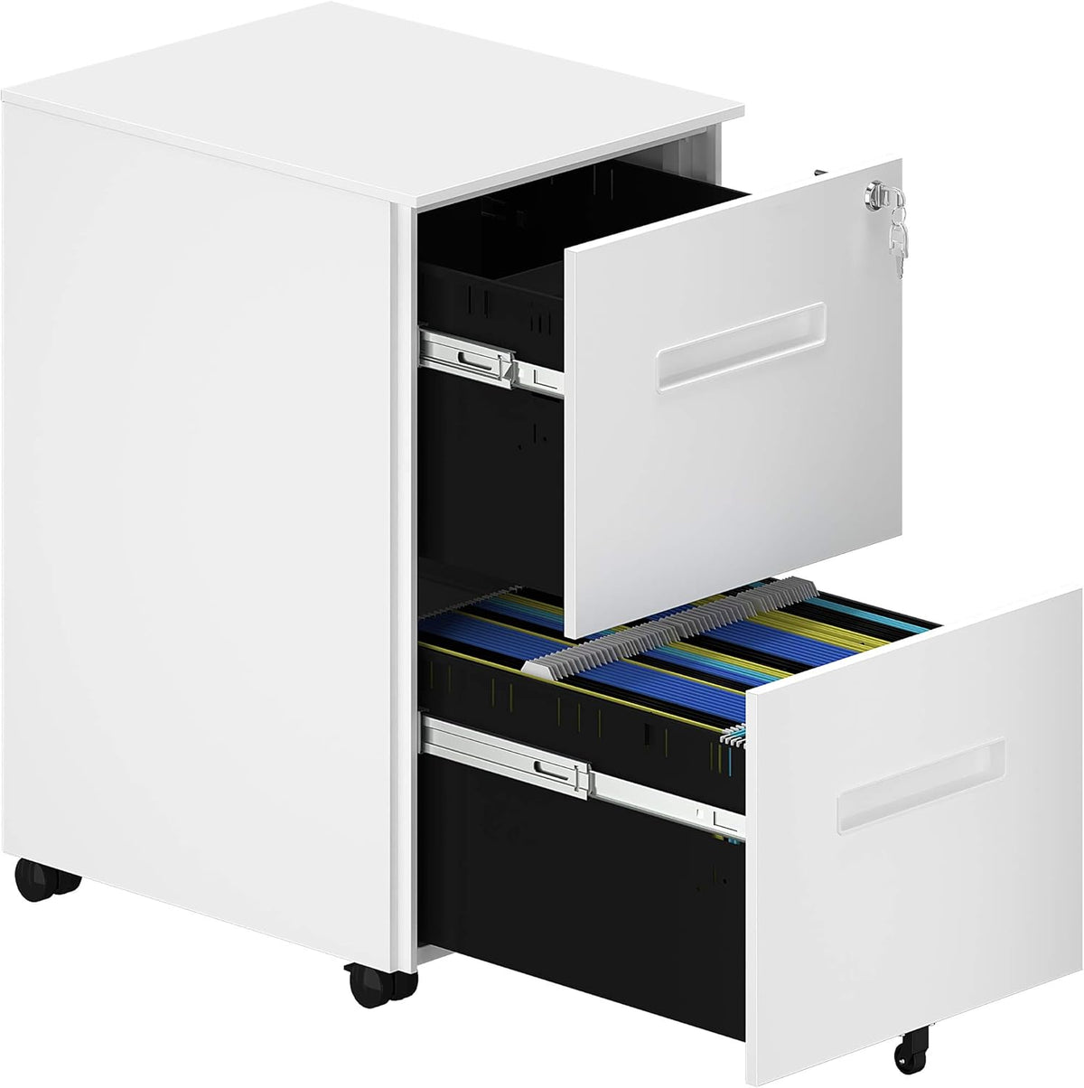 2-Drawer Mobile File Cabinet with Lock, Metal, Black N7650