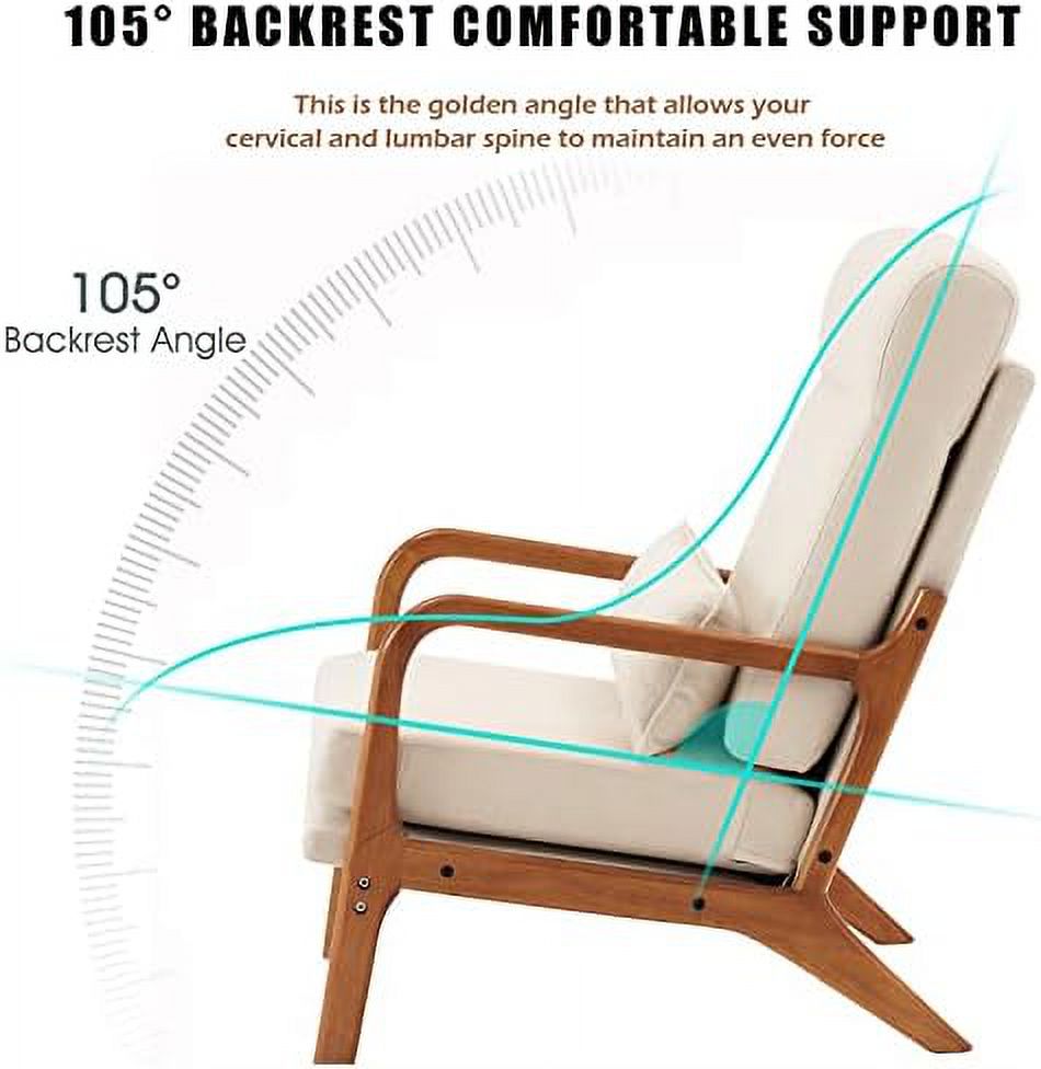 Accent Chair with Pillow Linen Fabric Armchair Y93653