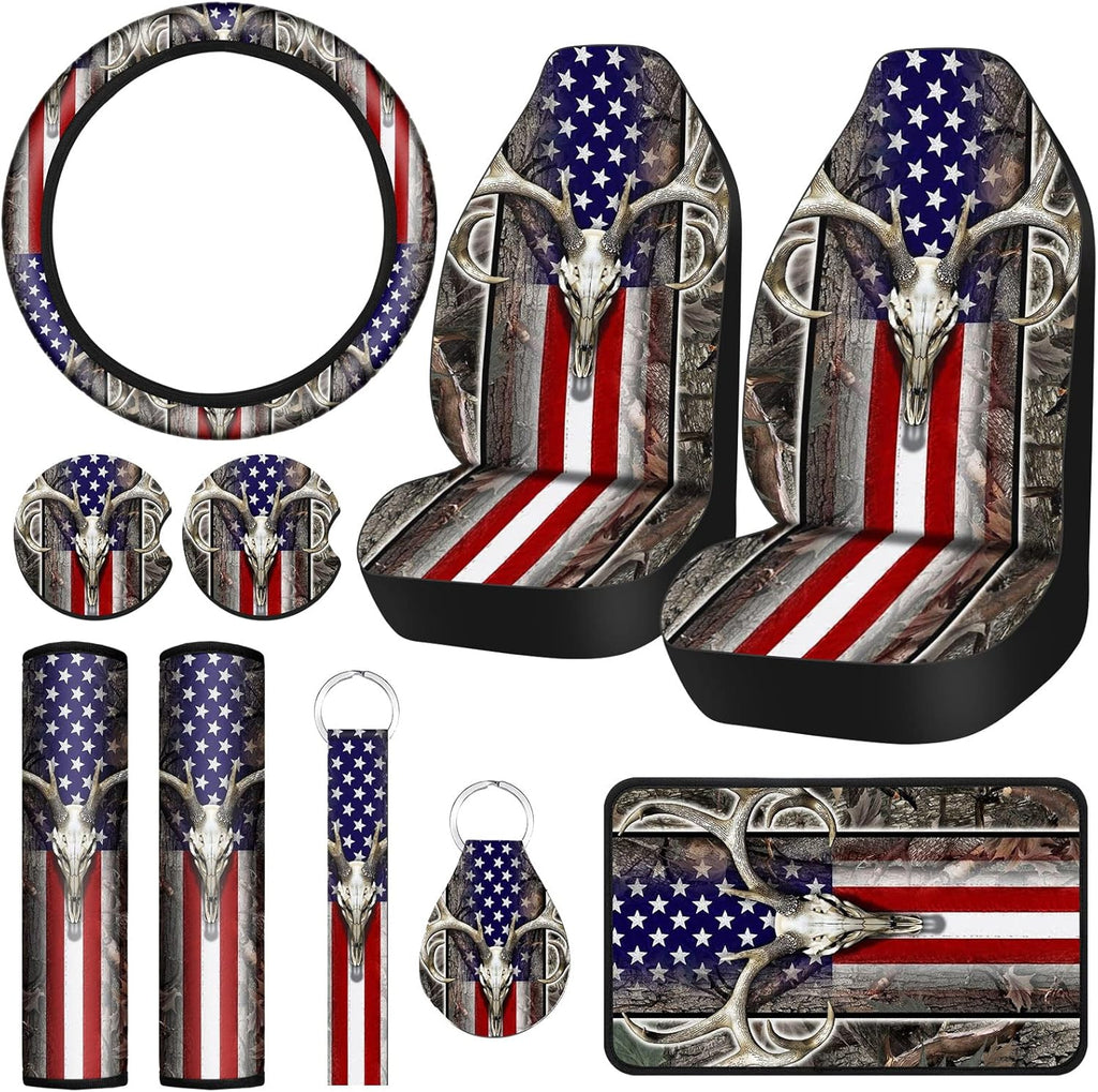 10 Pieces American Flag Camo Print Car Accessories Set E204
