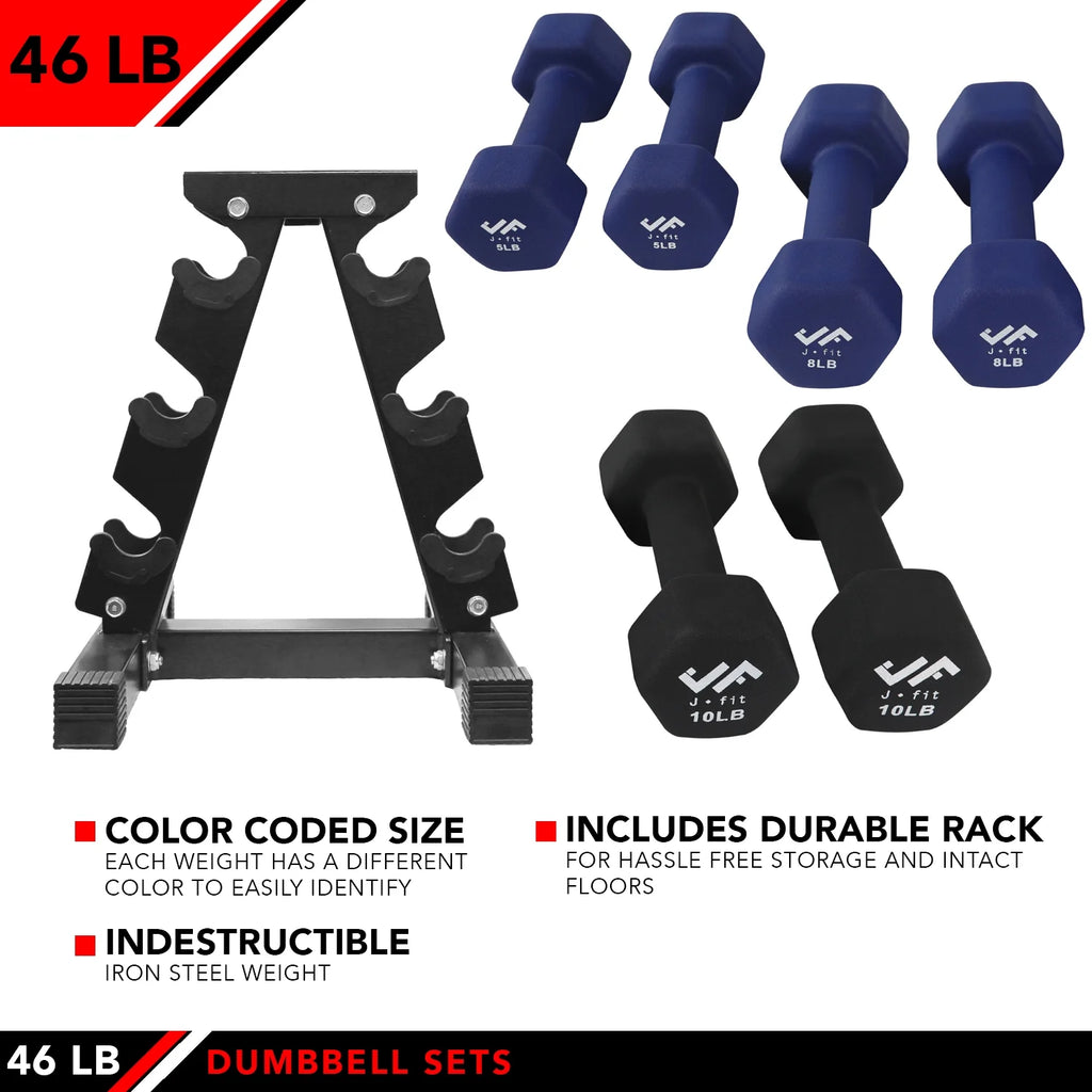 46 lb Dumbbell Set with Steel Stand I12038