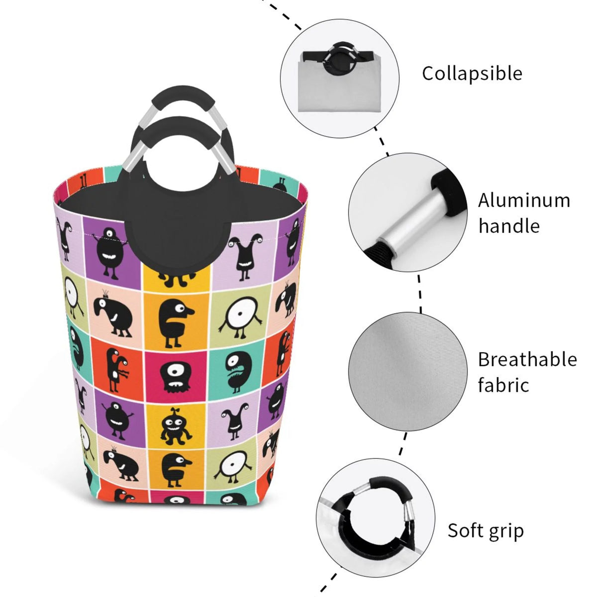 50L Rectangular Laundry Hamper with Aluminum Handles U5860