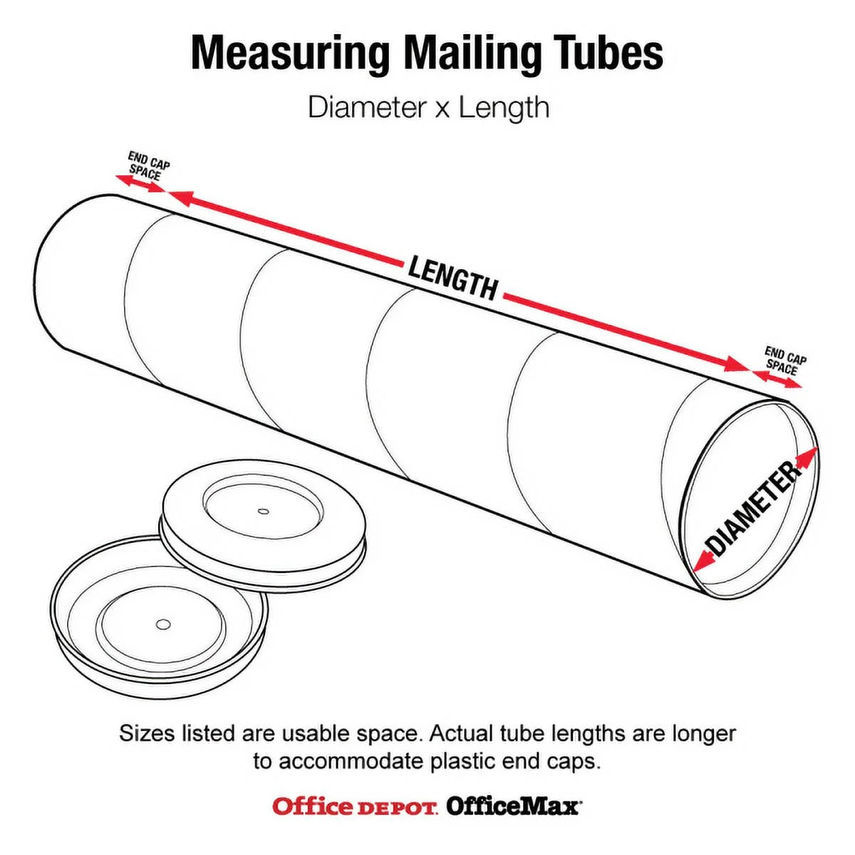 White 3x12 Mailing Tubes with Caps, 24/CS M82500