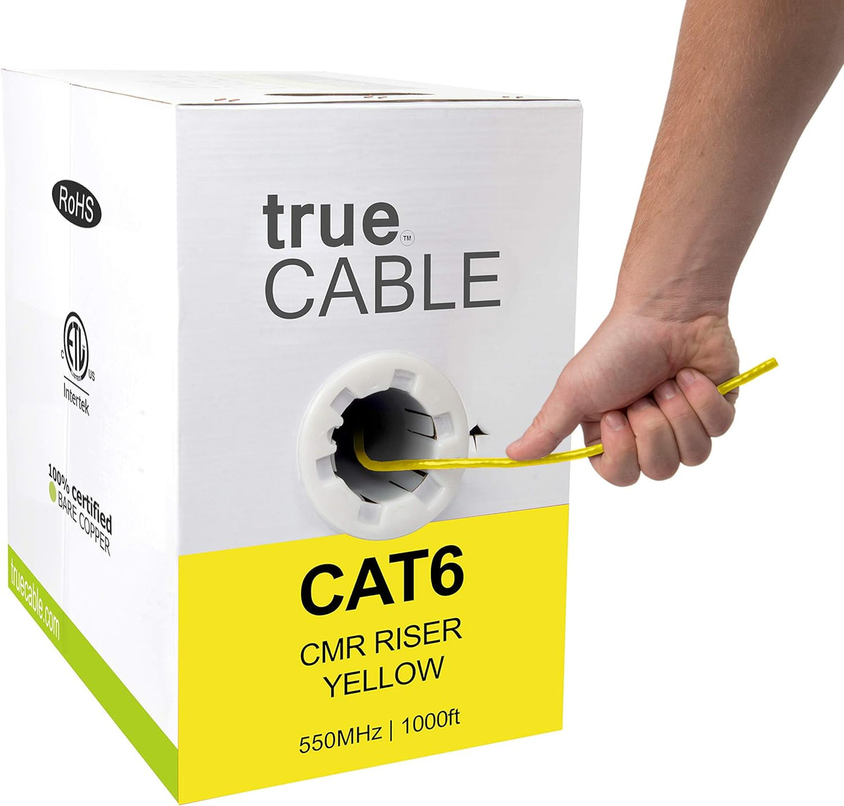 1000ft Yellow 23AWG 4 Pair Solid Bare Copper Bulk Ethernet Cable Y356