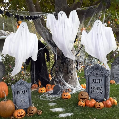 6 Pack 27.5 Inch LED Light-Up Hanging Ghost Decorations R647