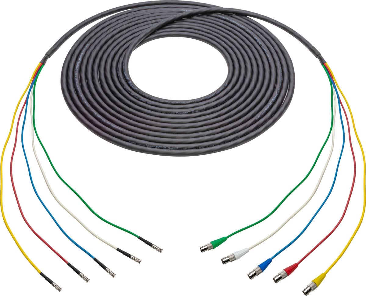 12G-SDI-4K UHD 5-Channel BNC Female to HDBNC Male Snake Cable Black 10 ft. H291124