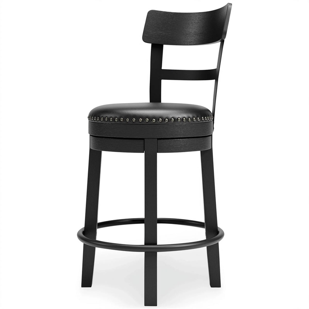 Solid Wood Counter Height Barstool in Black Set of 2 E7562