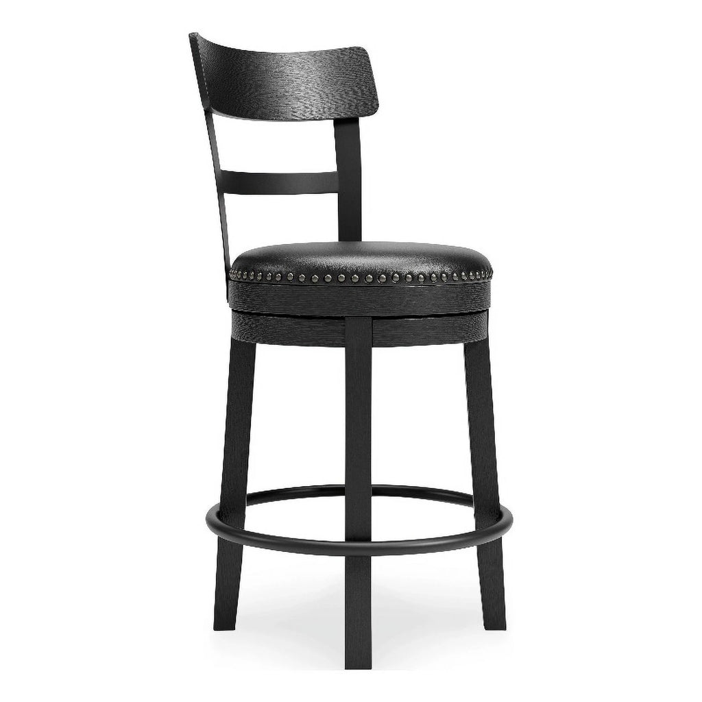 Solid Wood Counter Height Barstool in Black Set of 2 E7562