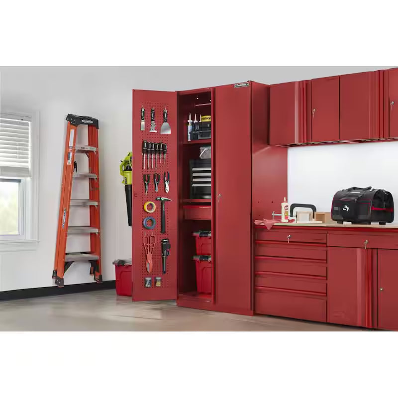 Heavy Duty 20-Gauge Steel Freestanding Garage Cabinet in Red Q193