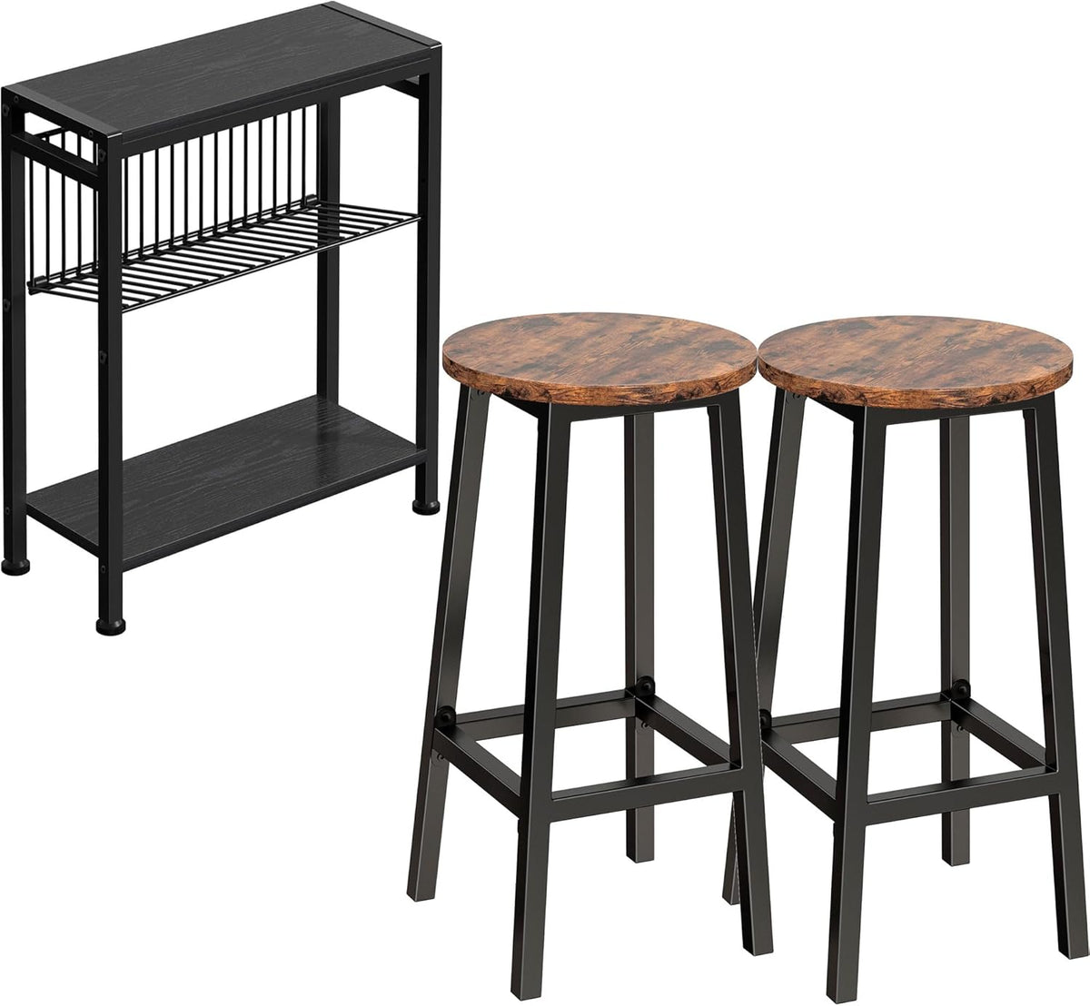 3-Tier Narrow Side Table with Magazine Holder H252866