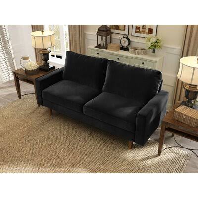 Black Velvet Square Arm Loveseat K21762