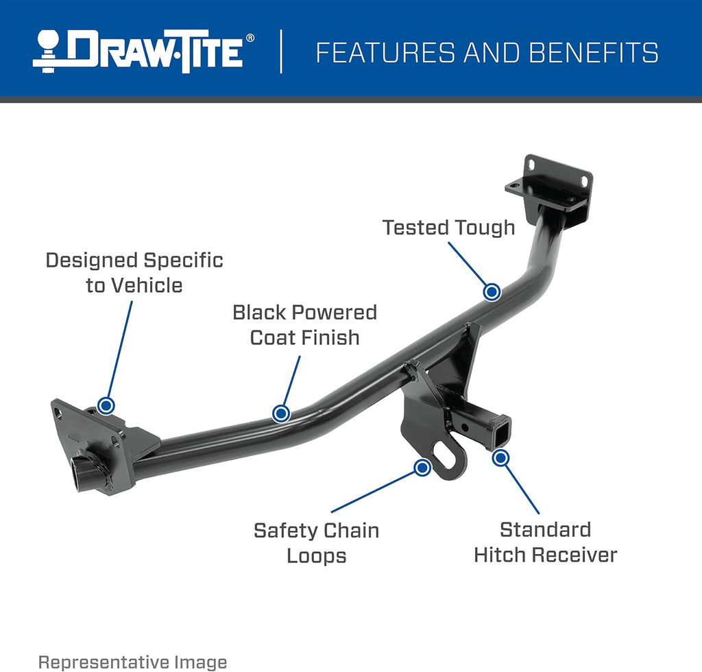 Class 1 Trailer Hitch, 1.25 Inch Receiver, Black A304