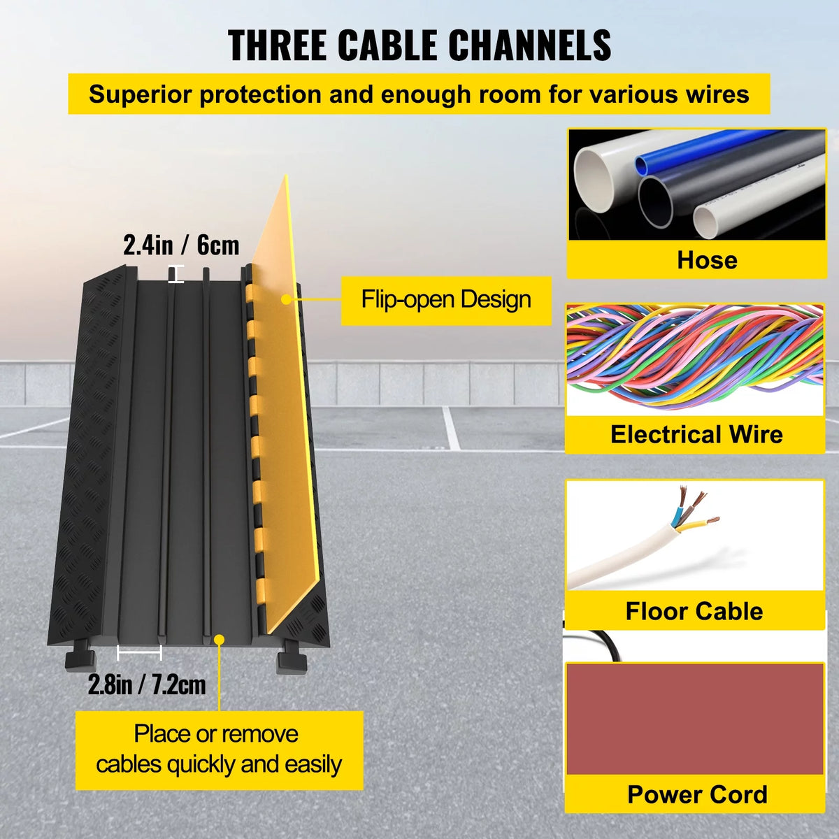 3-Channel Cable Protector Cover Heavy-Duty Z78251