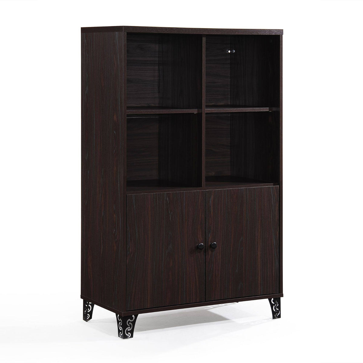 Brown and Black Contemporary Rectangular Cabinet U25539