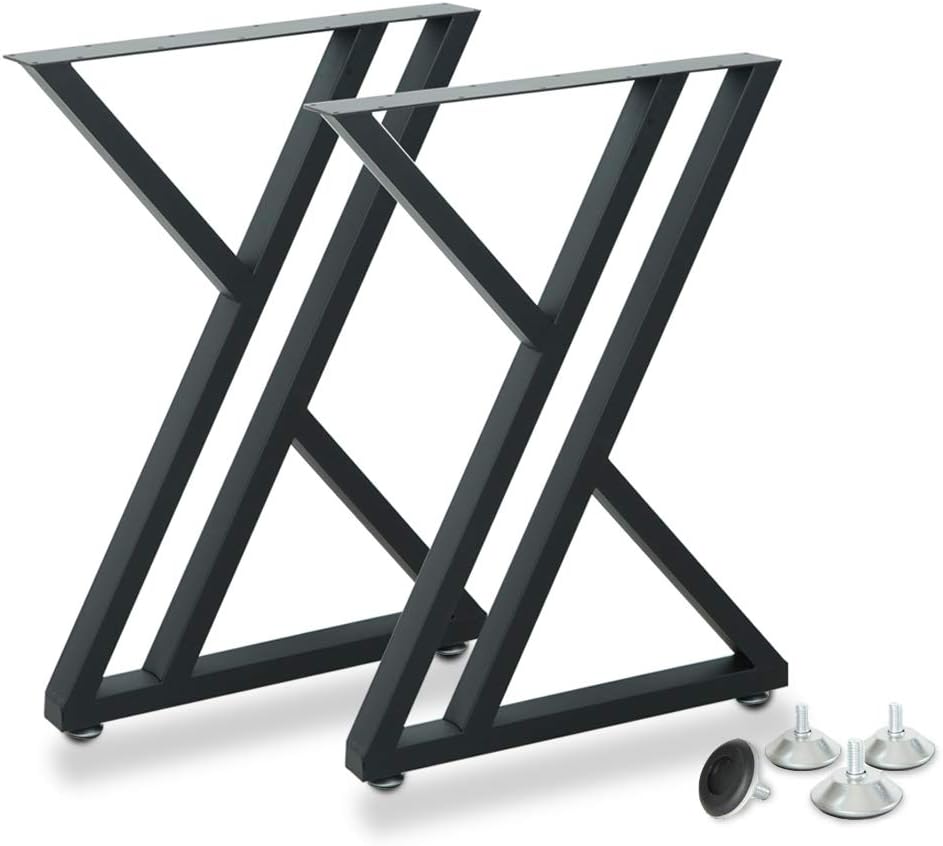 Industrial Metal Table Legs 28 inch Triangle Black Set of 2 I4655