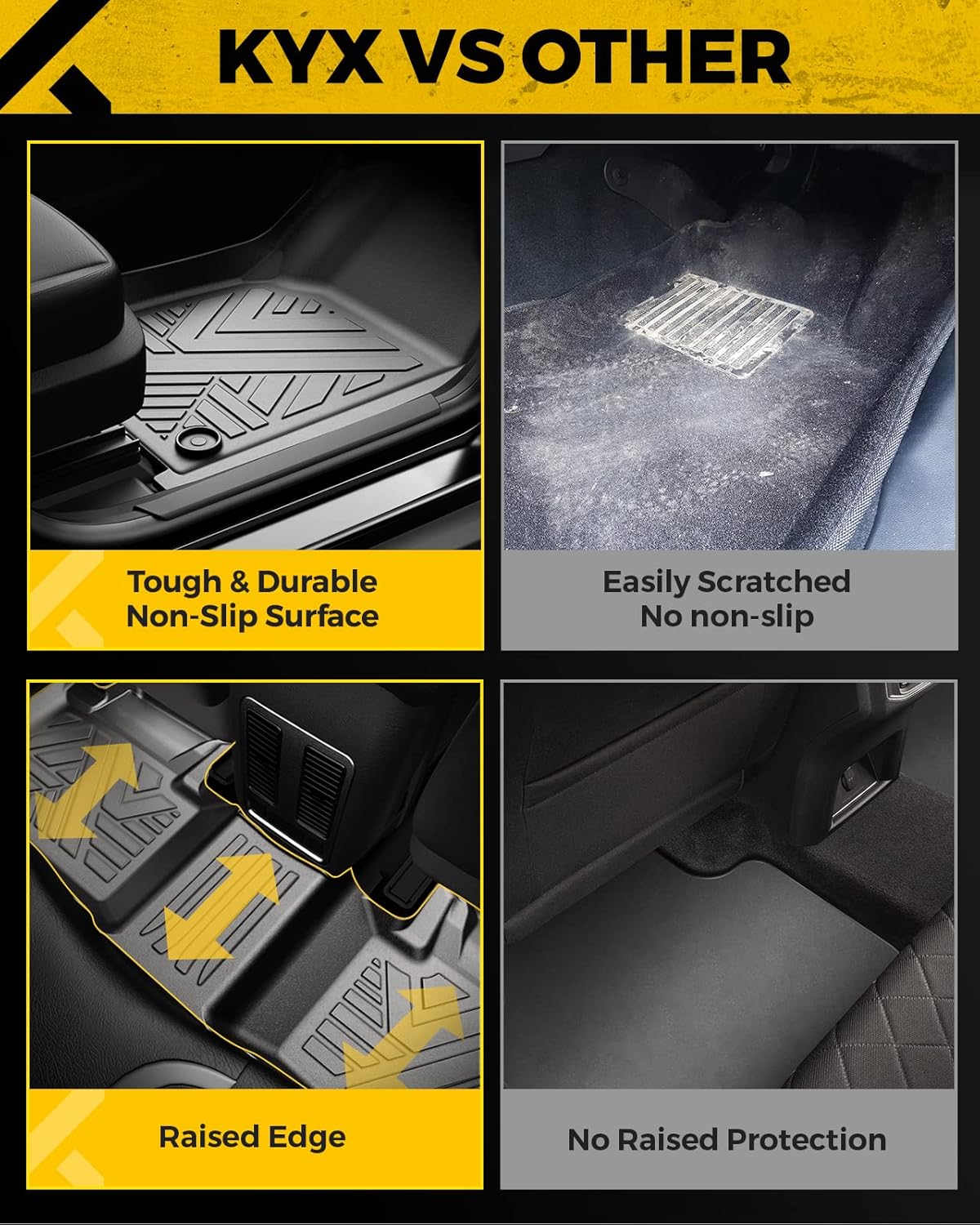 All Weather TPE Black Car Floor Mats 1st and 2nd Row O42296