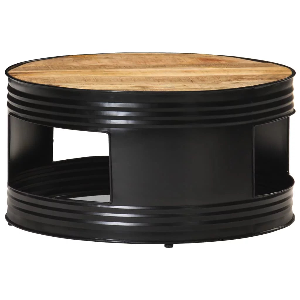 Black Solid Rough Mango Wood Coffee Table N1658