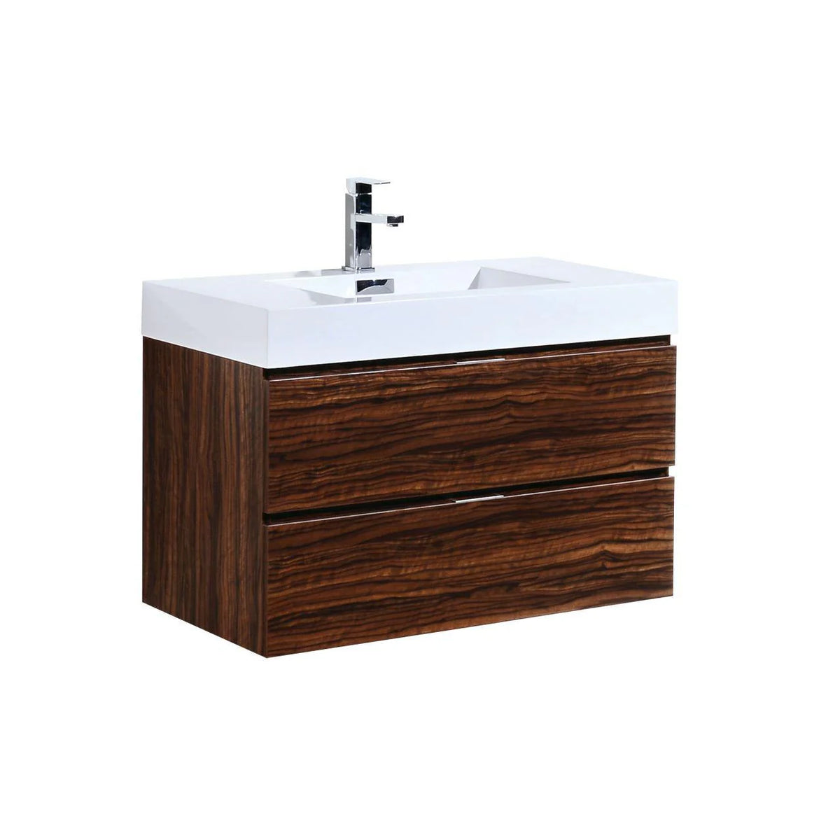 36 in. Wall Mount Walnut Bathroom Vanity L115