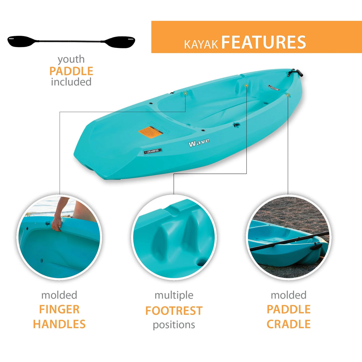 6 ft Youth Kayak Seafoam Green B486701