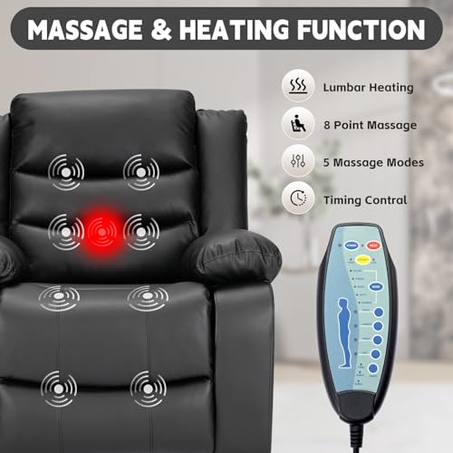 Brown Leather Power Lift Recliner Chair with Massage and Heating M828