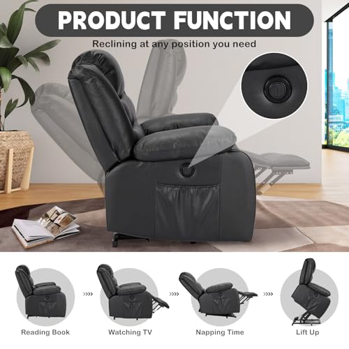 Brown Leather Power Lift Recliner Chair with Massage and Heating M828