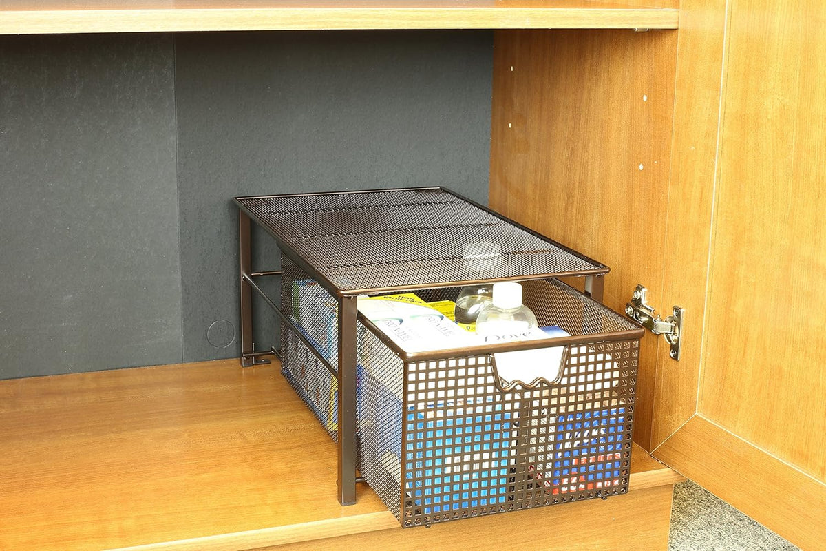 Bronze Mesh Cabinet Basket Organizer S626