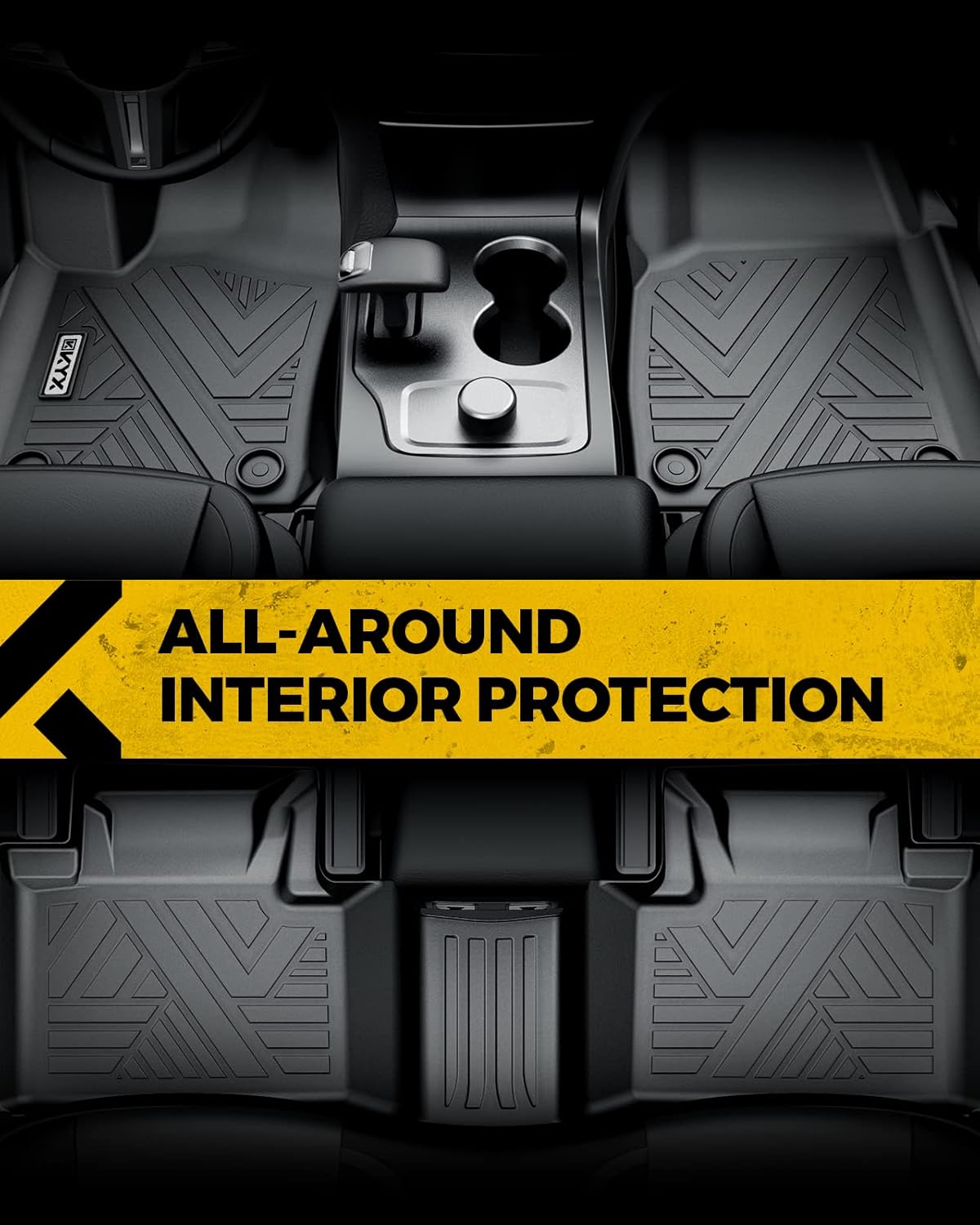 All Weather TPE Black Car Floor Mats 1st and 2nd Row O42296