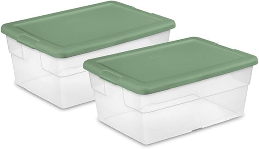 16 Quart Clear Plastic Storage Tote Bins with Opaque Lids (4 Pack) B298744