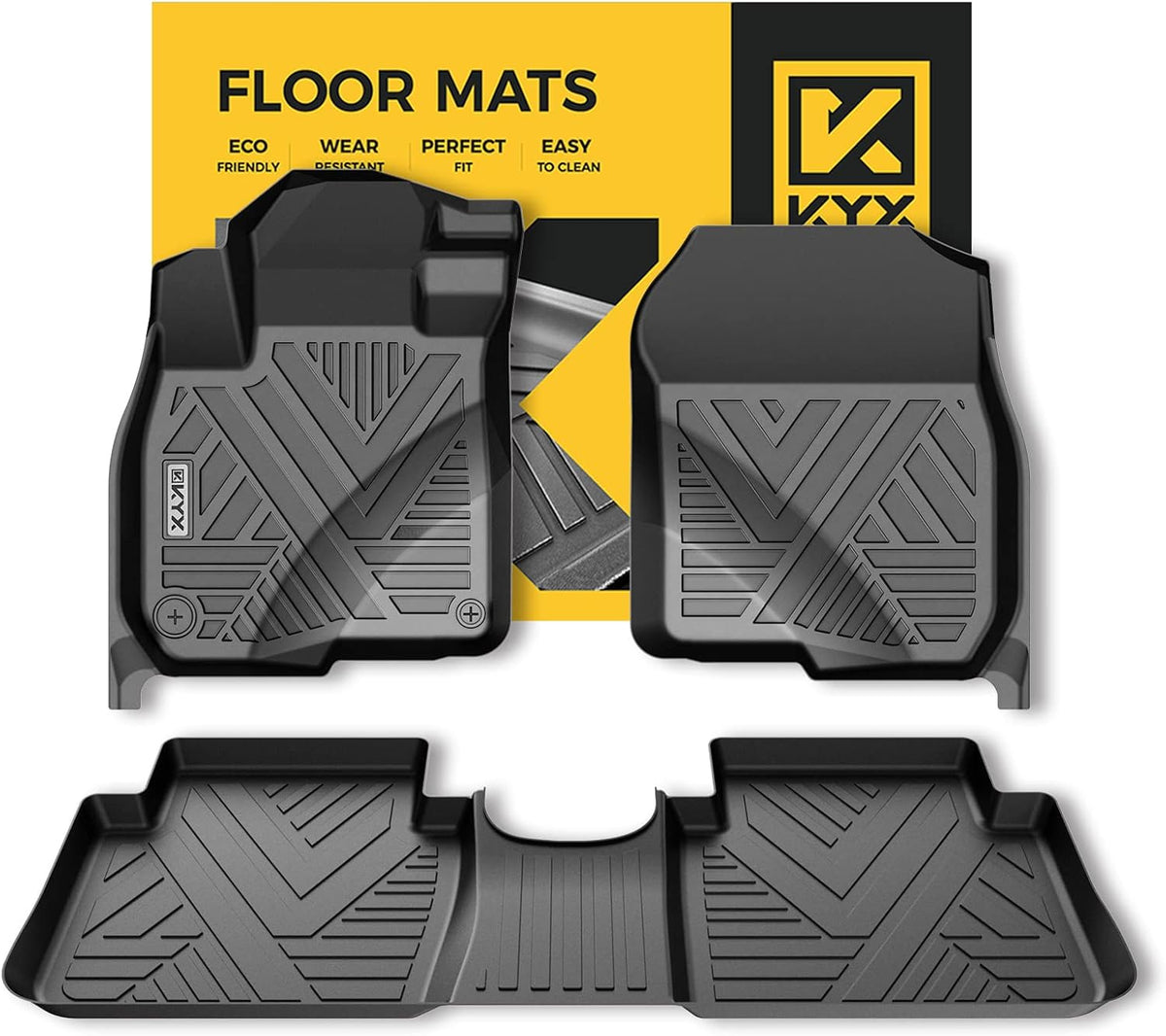 All Weather TPE Black Car Floor Mats 1st and 2nd Row O42296