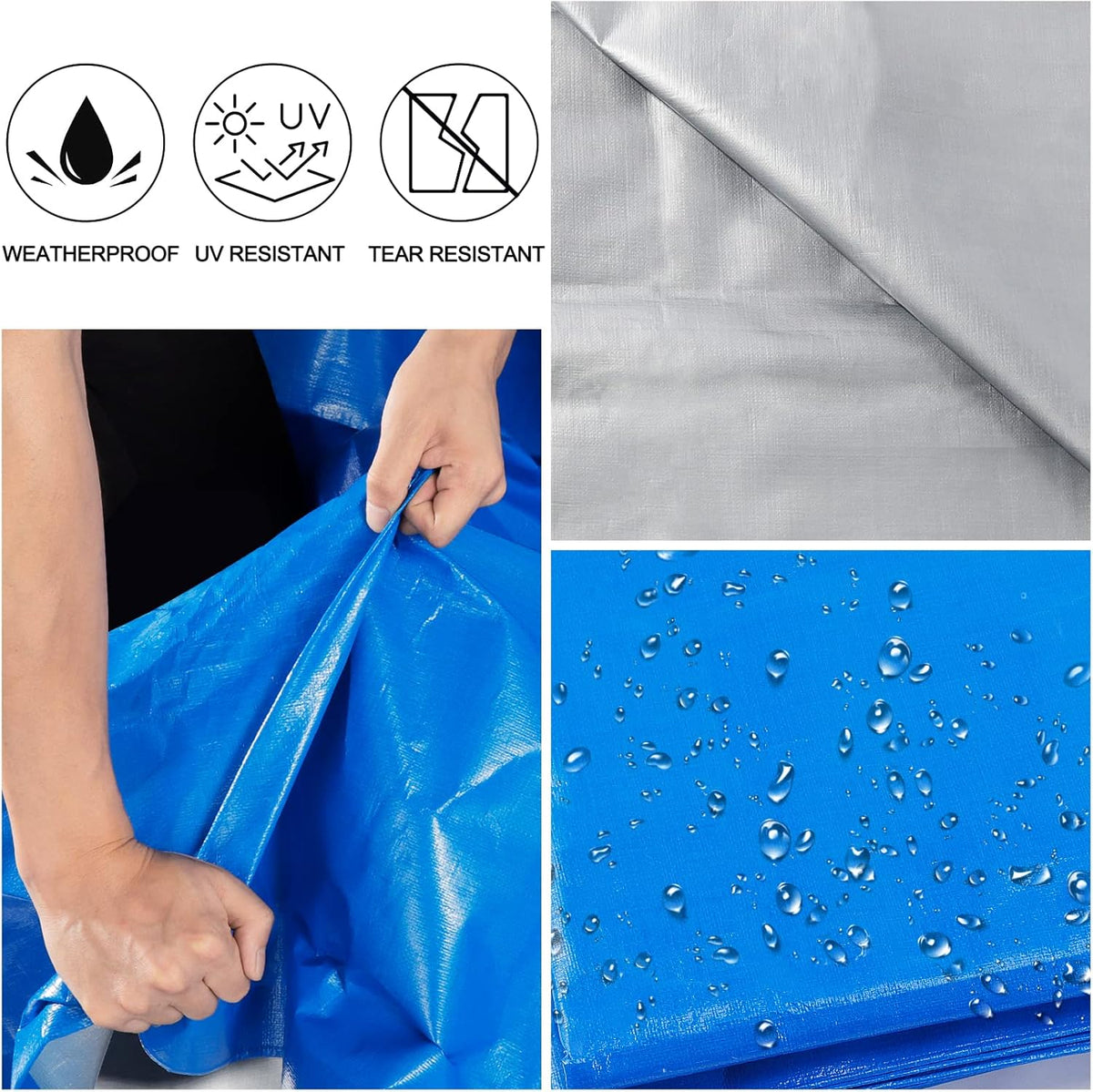 Blue 20x30 Heavy Duty Waterproof Poly Tarp with Metal Grommets Q5334