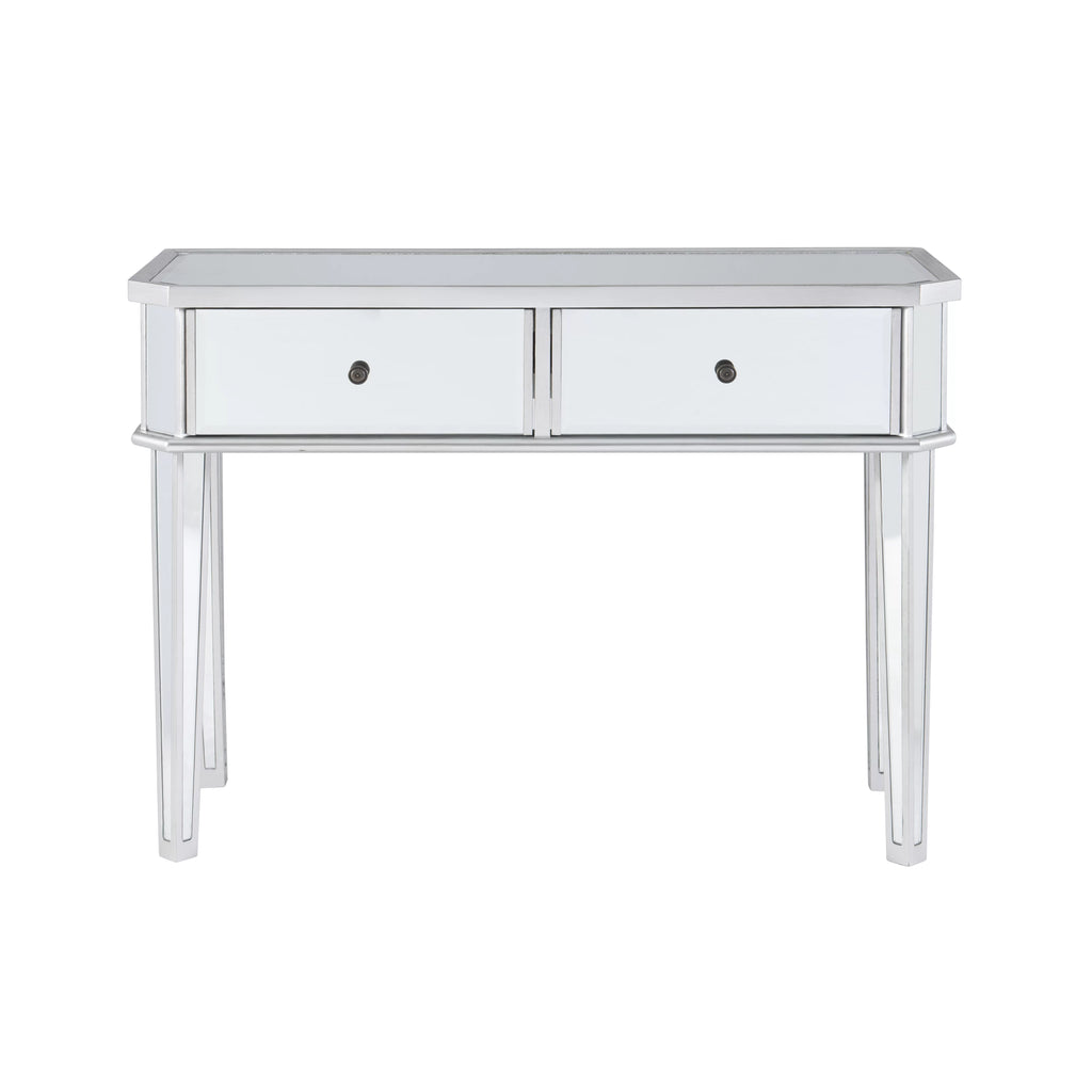 2-Drawer Console Table with Mirrored Surfaces and Silver Wood K738