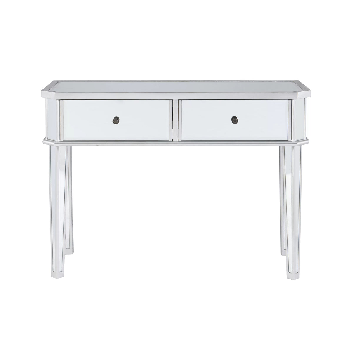 2-Drawer Console Table with Mirrored Surfaces and Silver Wood K738