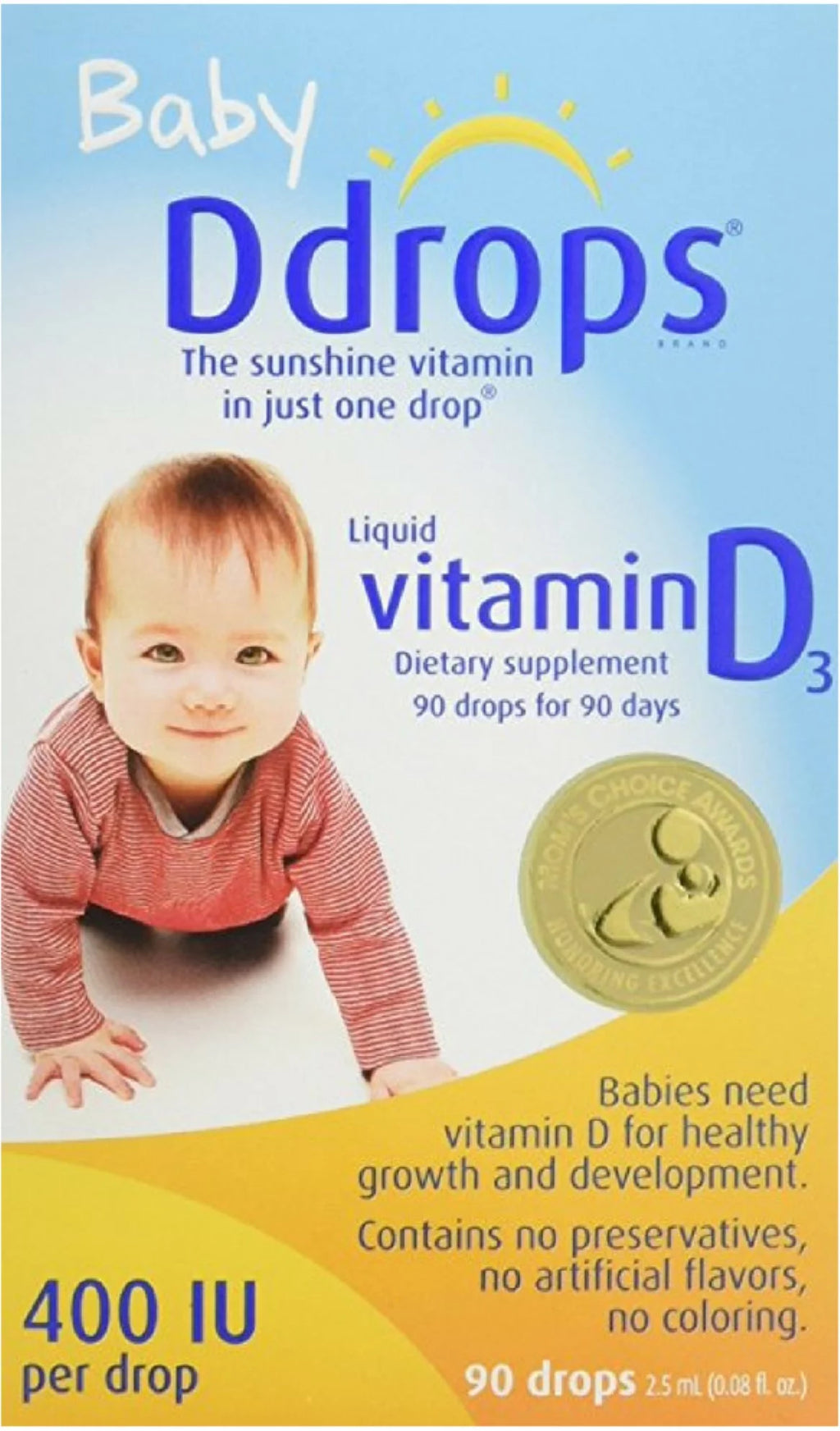 Baby Liquid Vitamin D3 400 IU 2.5 oz (90 drops) Pack of 2 K22769