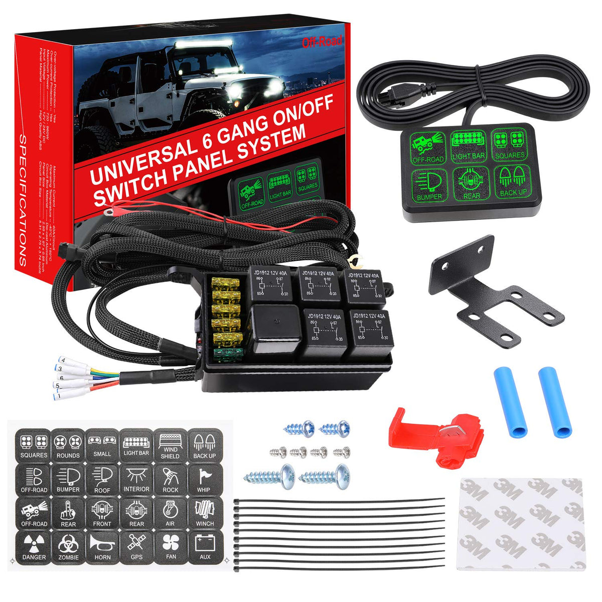 6 Gang Switch Panel Kit Circuit Control Box X8445