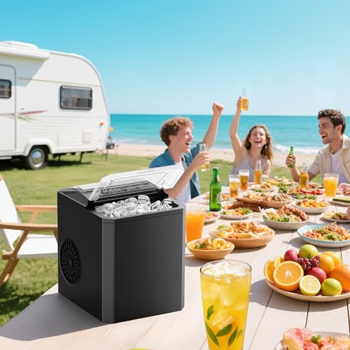 White Nugget Ice Maker Machine, 26lbs in 24Hrs, Auto-Cleaning Portable Ice Maker with Basket and Scoop B374