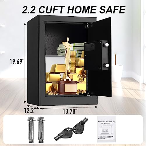 Black 2.0 Cuft Electronic Digital Security Safe Box with Internal Light Y919509