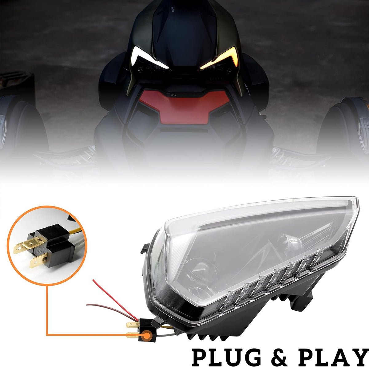 2PCS LED Headlights Assembly with High-Low Beams DRL Turn Signal Light N310
